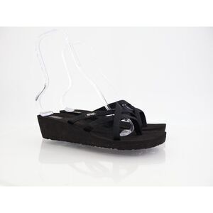 Teva Women's Mush Mandalyn Sandal Size 10 Wedge Thong Slide Black Flip Flop